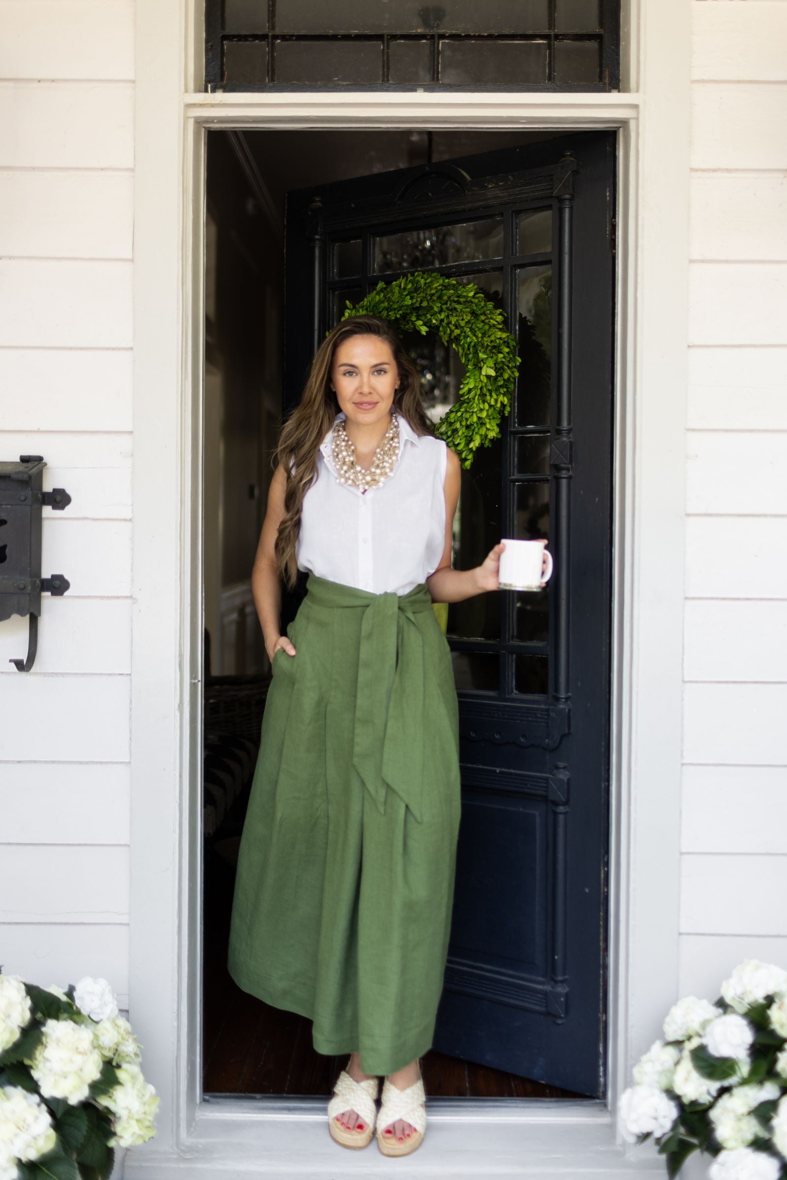 Lizzy Pleated Linen Skirt | 100% Linen | Crown Linen Designs