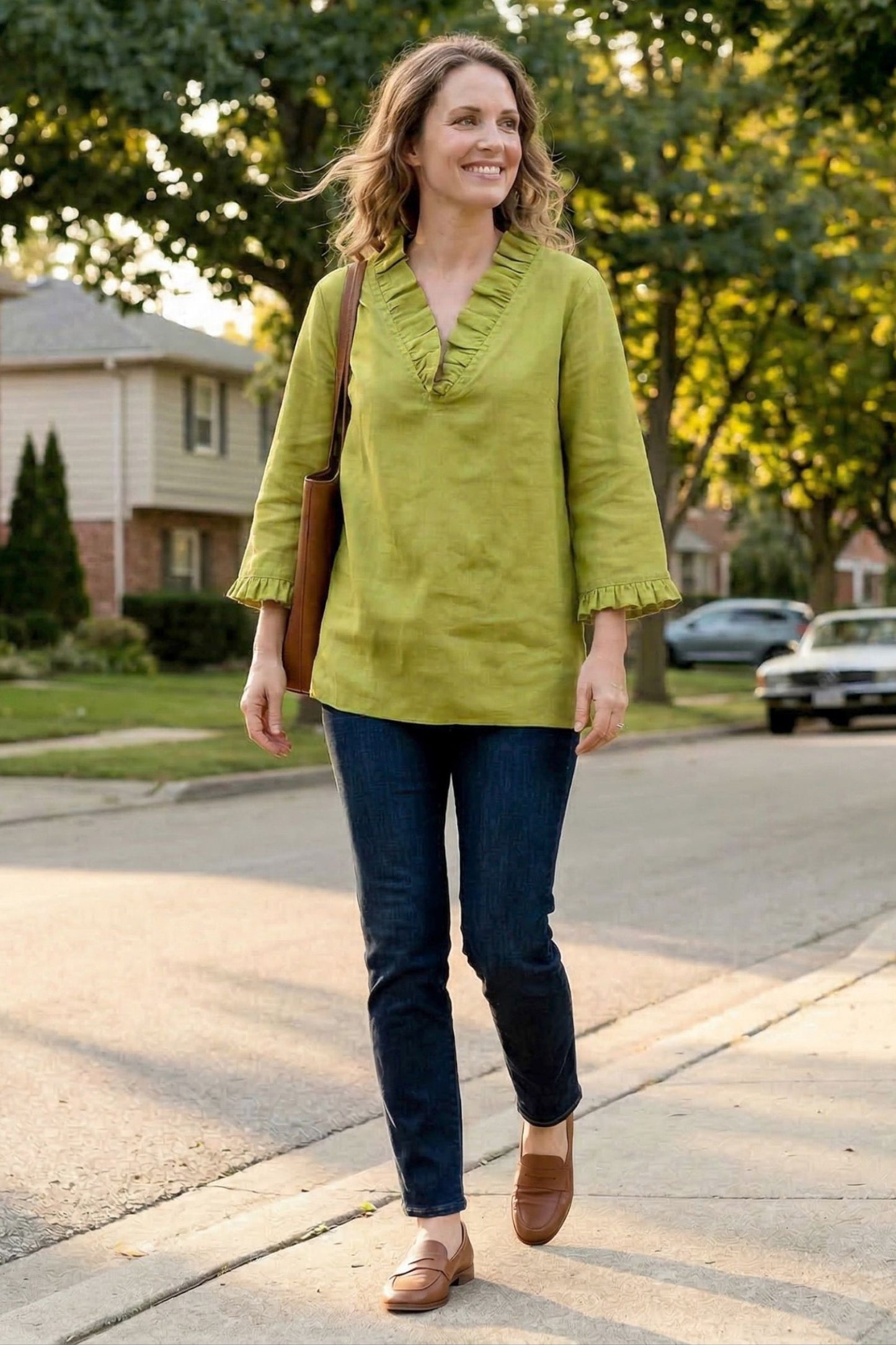 Charleston Ruffle Linen Top - New