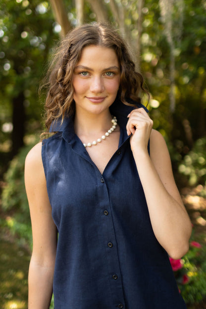 Caroline Sleeveless Linen Tank