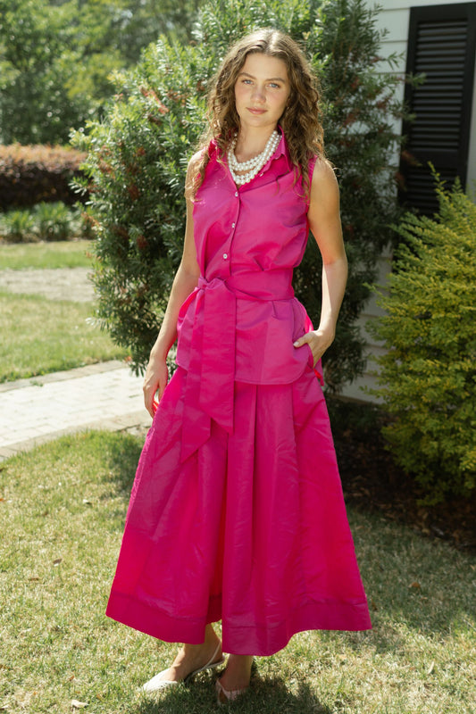 Caroline Sleeveless Taffeta Top