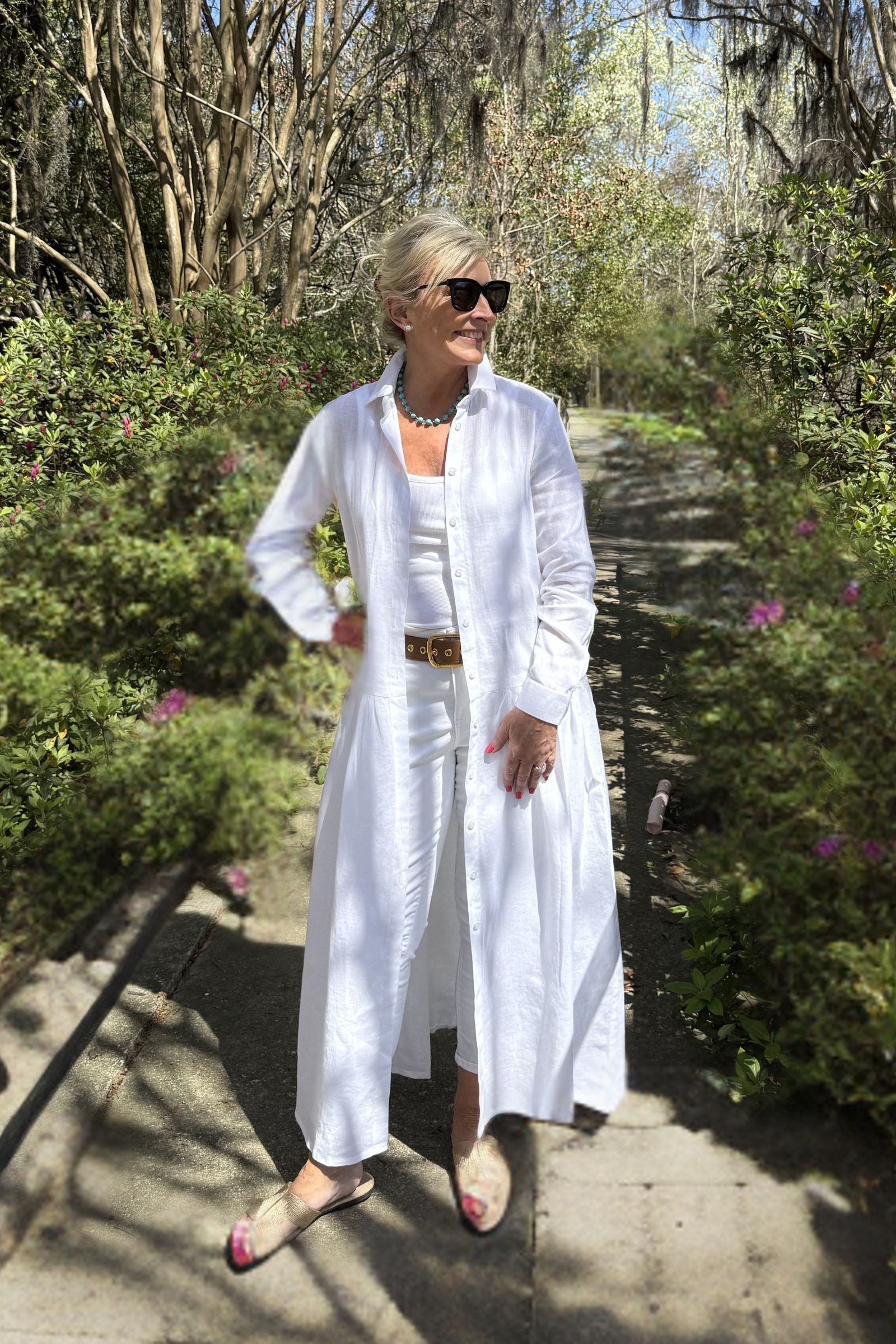 Wynn Drop Waist Linen Dress | Button-Up Long Sleeve | Crown Linen Designs Black / XLarge Wynn Drop Waist Linen Dress | Button-Up Long Sleeve | Crown Linen Designs Black / XLarge