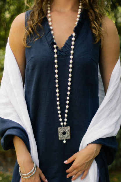 Boho Square Pendant Necklace