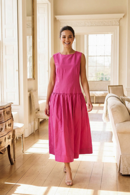 sleeveless women's pink dress Bubble Ruffle High Neck back movement that feels both comfortable and polished Flossie Pink Maxi Sleeveless Dress