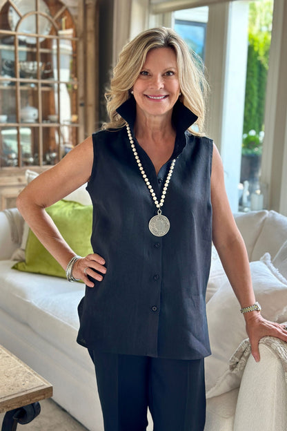 Caroline Sleeveless Linen Tank