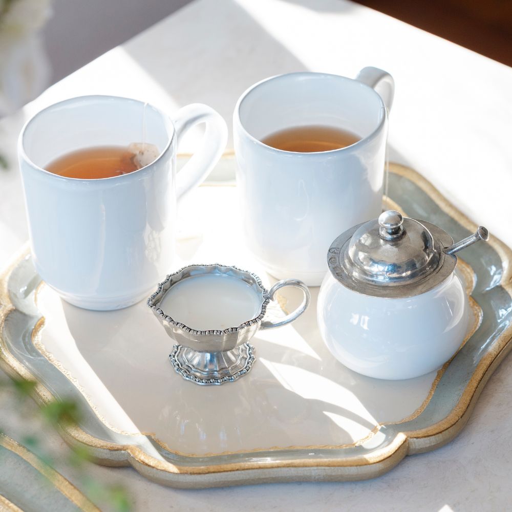 Vintage Beaded Pewter Piccolo Creamer | Handmade Italian Pewter