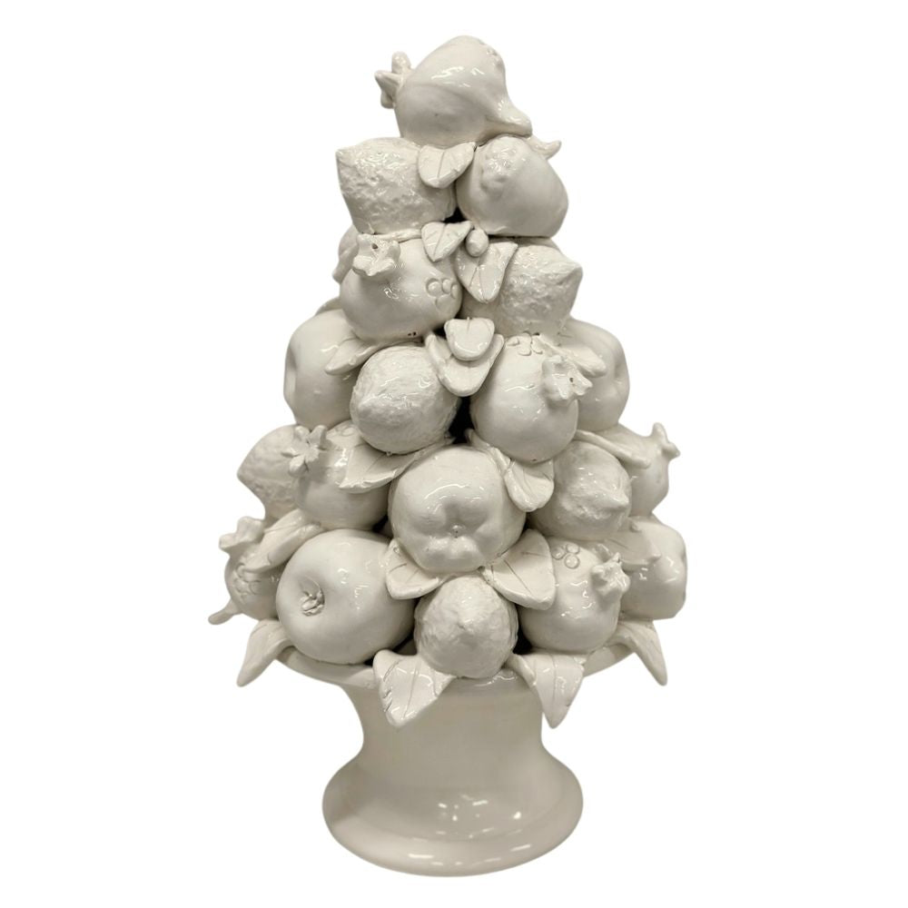 White ceramic fruit topiary decor piece