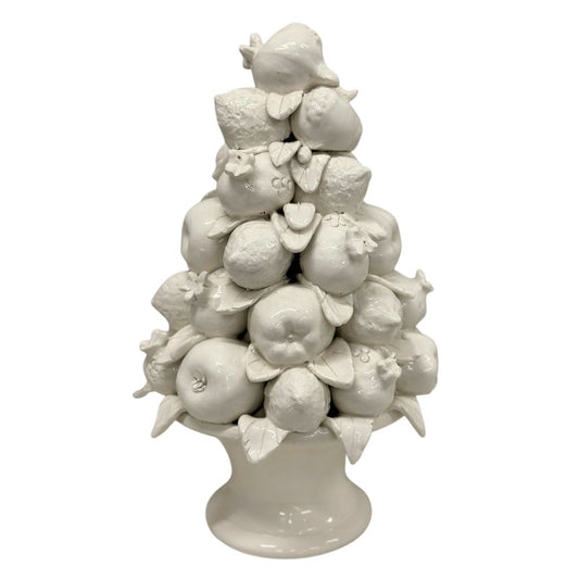 White ceramic fruit topiary decor piece