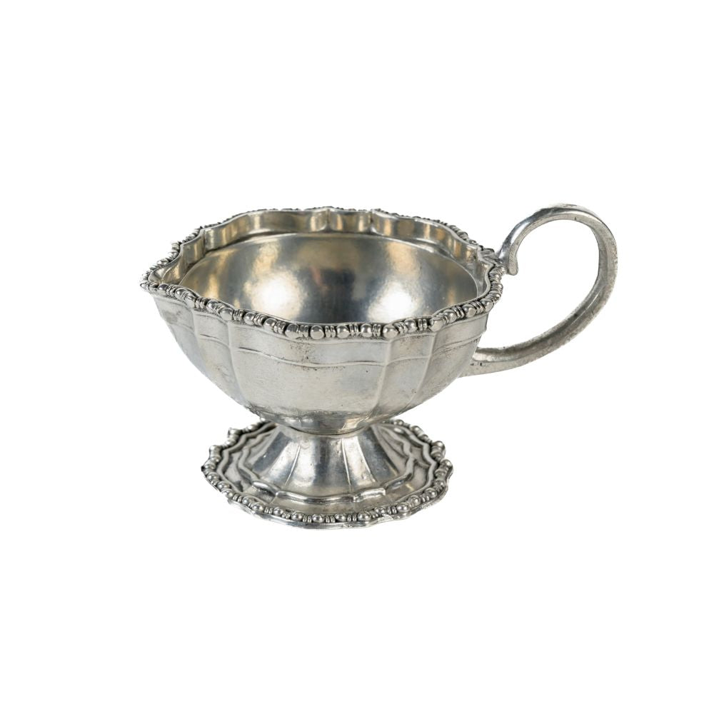Vintage Beaded Pewter Piccolo Creamer | Handmade Italian Pewter