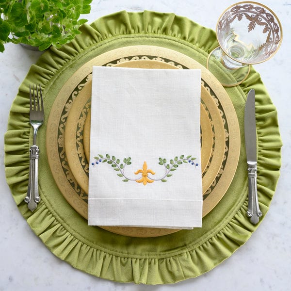 Arte Italica Crown Linen Designs Italian Medici tri fold cloth napkin