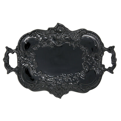 Arte Italica Finezza Black Baroque tray – Italian ceramic serving platter with ornate lace design