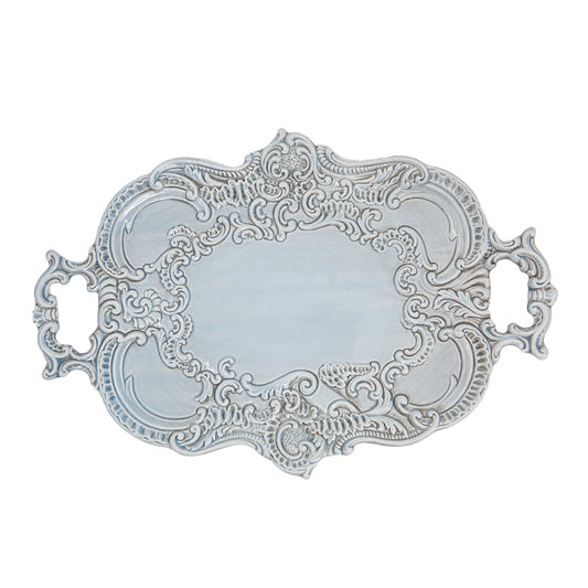 Arte Italica Finezza Blue Baroque tray – Italian ceramic serving platter with ornate lace design