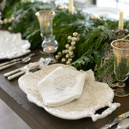 Arte Italica Finezza cream Baroque tray – Italian ceramic serving platter with ornate lace design