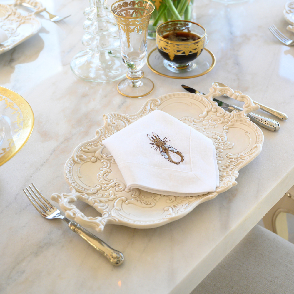 Arte Italica Finezza cream Baroque tray – Italian ceramic serving platter with ornate lace design