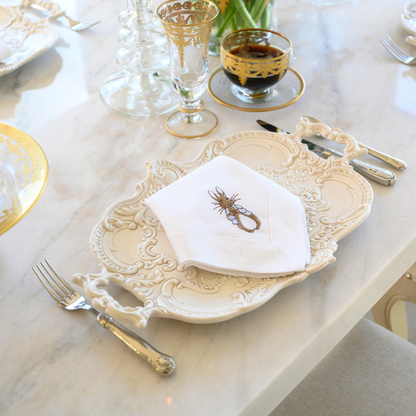 Arte Italica Finezza cream Baroque tray – Italian ceramic serving platter with ornate lace design