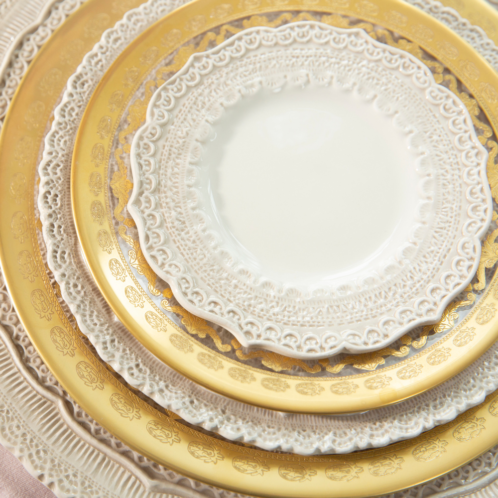 Arte Italica Finezza cream bread plate – handcrafted Italian tableware with lace detailing 