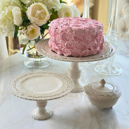 Arte Italica Finezza cream cake stands – Italian-crafted ceramic for cakes or buffet, 2 sizes