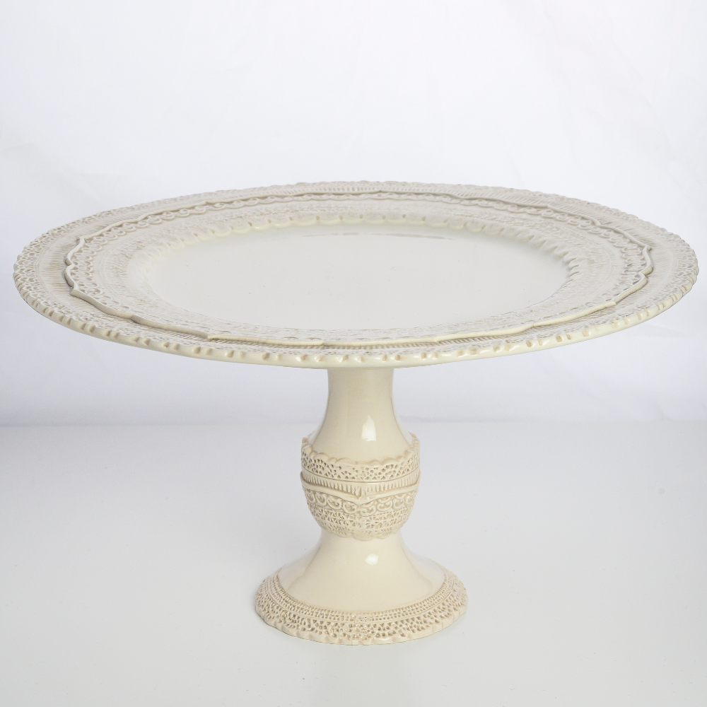 Arte Italica Finezza cream cake stands – Italian-crafted ceramic for cakes or buffet, 2 sizes