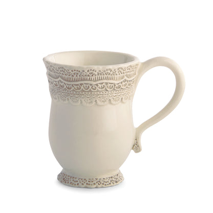 Arte Italica Finezza cream mug – artisan Italian ceramic coffee mug with lace detail