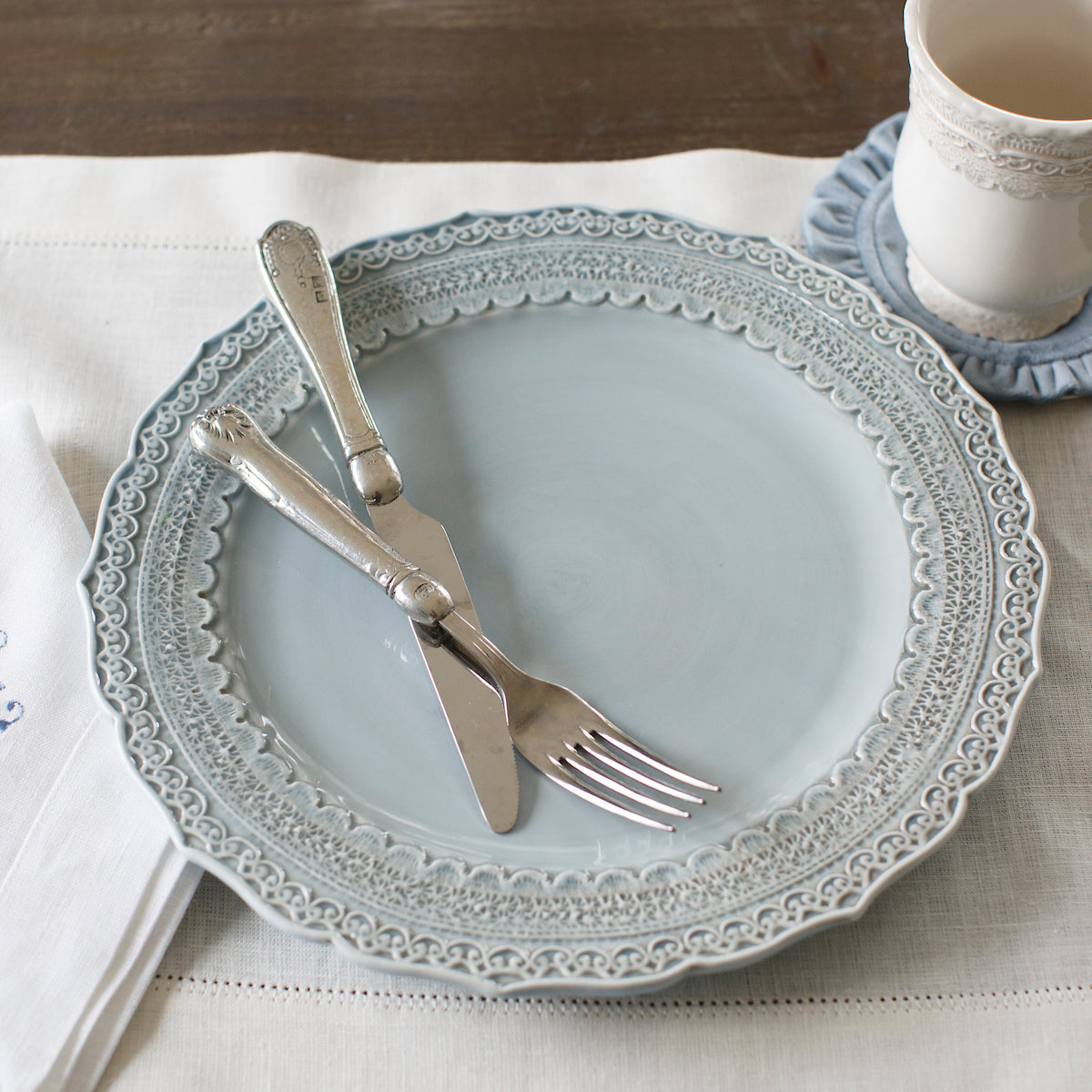 Arte Italica Finezza cream salad dessert plate – Italian artisan ceramic for refined dining