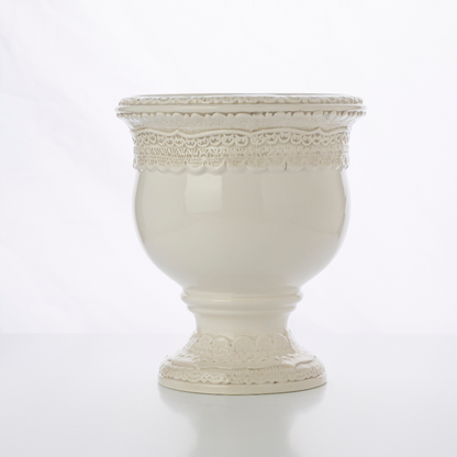 Arte Italica Finezza cream small footed cachepot – elegant Italian ceramic for flowers or plants
