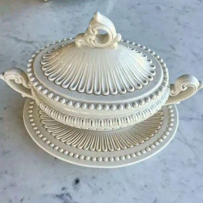 Arte Italica Finezza cream small soup tureen platter – elegant Italian ceramic for oval soup tureen