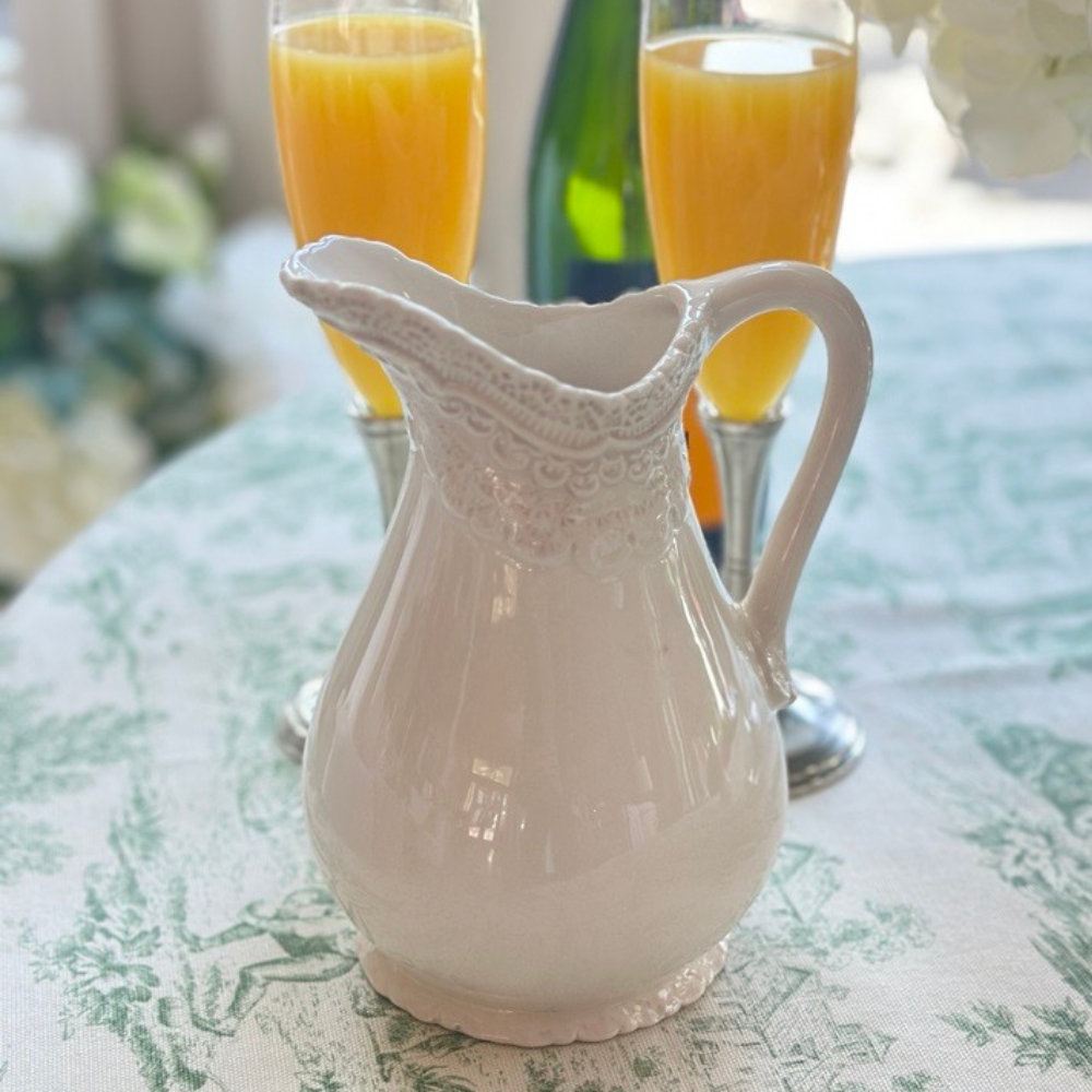 Arte Italica Finezza cream small pitcher – handcrafted Italian ceramic for entertaining and family gatherings
