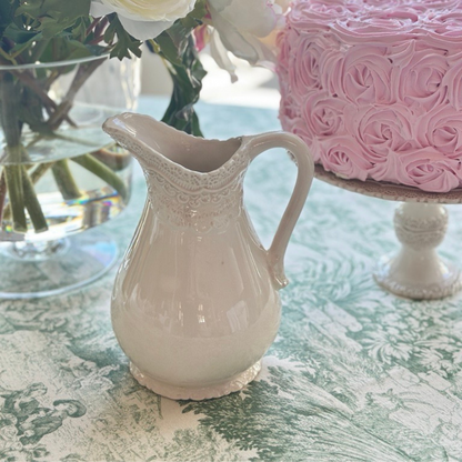 Arte Italica Finezza cream small pitcher – handcrafted Italian ceramic for entertaining and family gatherings