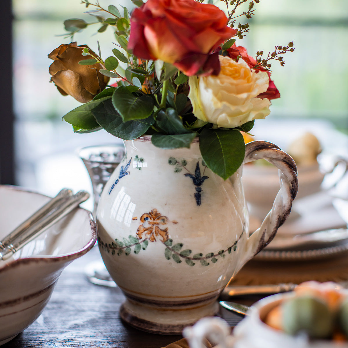 ビンテージ 花瓶 FG Ceramiche Artistichi Italy Ceramiche Toscane Pitcher Vase Hand Painted Ceramic Made in Italy