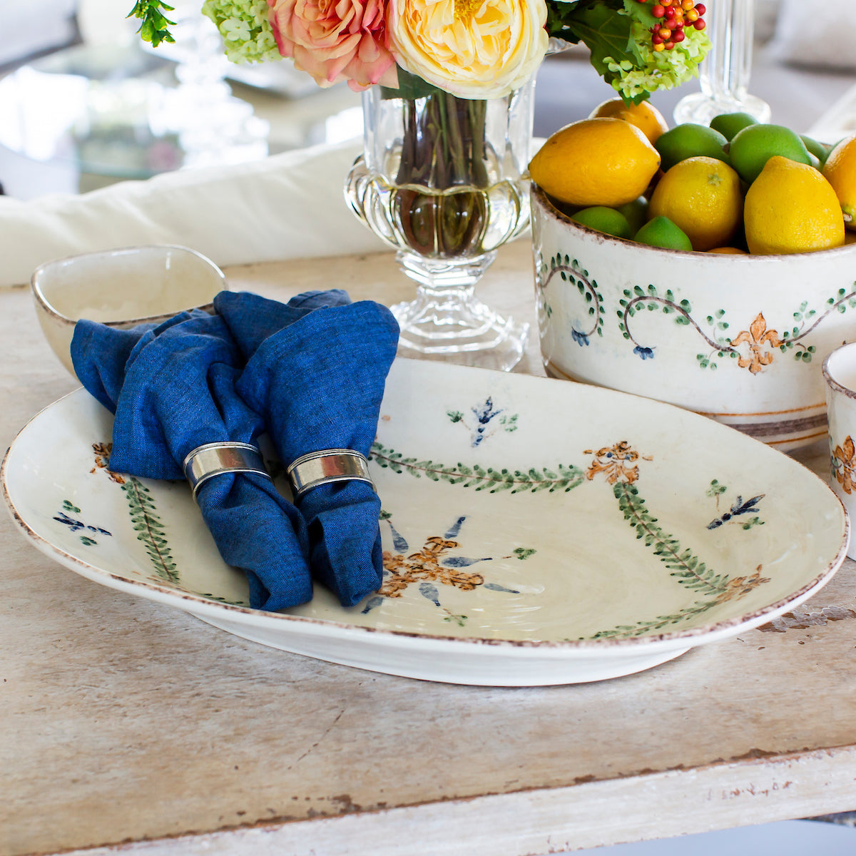 Arte Italica large Italian ceramic Medici oval serving platter