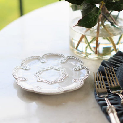 Bella Bianca Beaded Lace Bread/Canape Plate