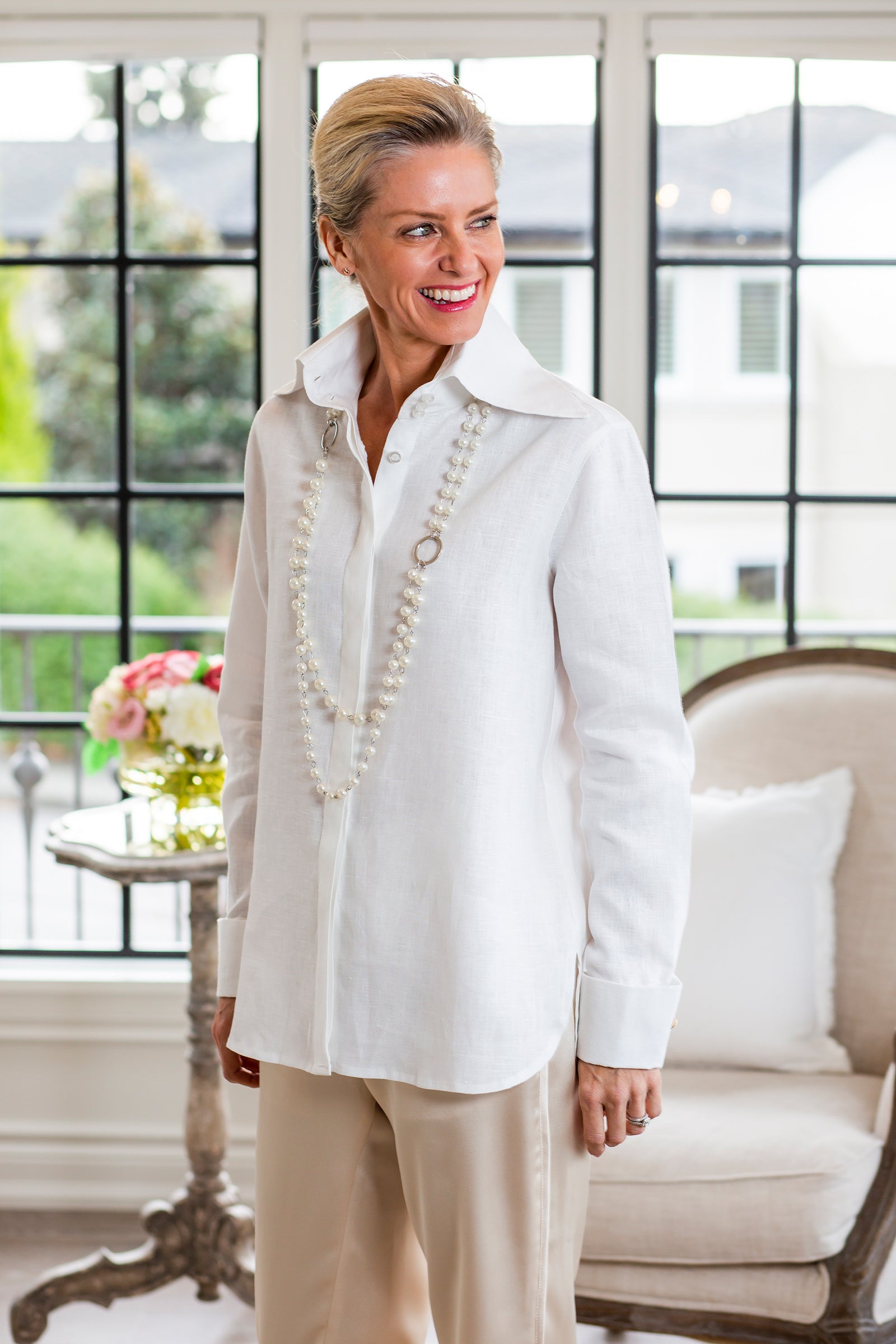 Candace Taffeta Blouse | Large Collar Button-Up | Arte Italica