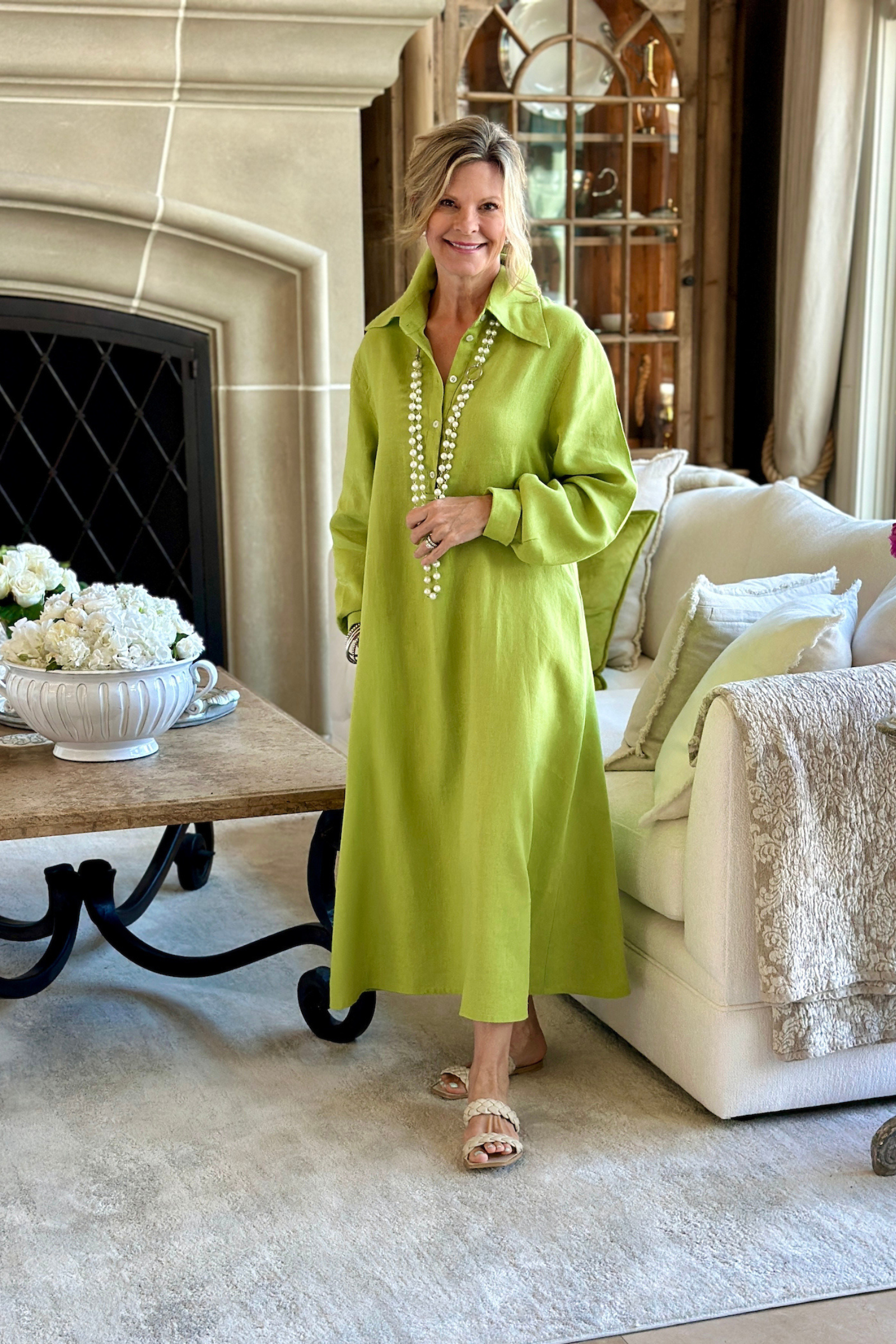 Dark Green Linen Midi Dress Tokito European Linen Blend Midi Dress With Detachable Straps In Green Dark Green Linen Midi Dress Tokito European Linen Blend Midi Dress With Detachable Straps In Green