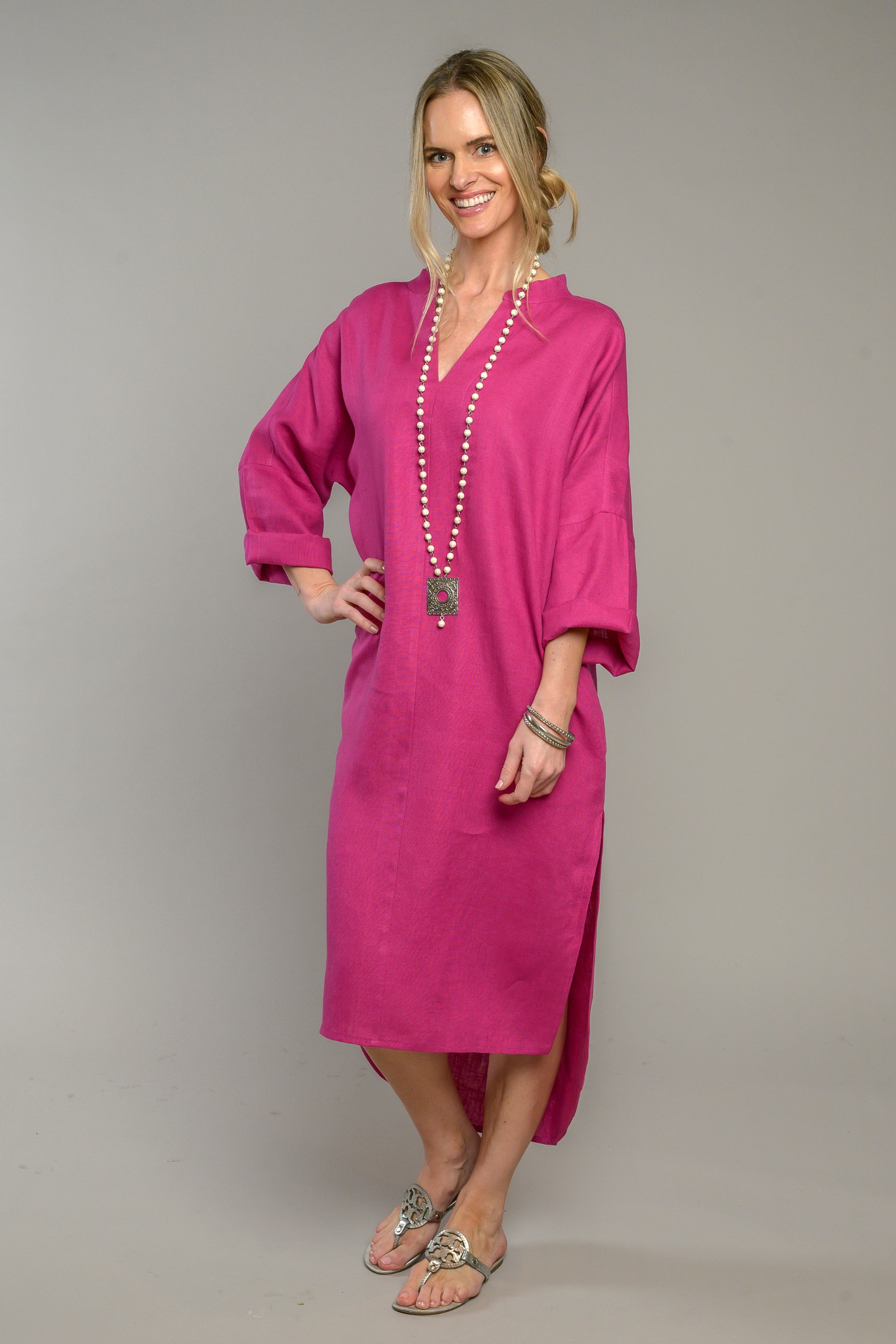 chinese dress ladies Caftan Dress - Linen Maxi Dress