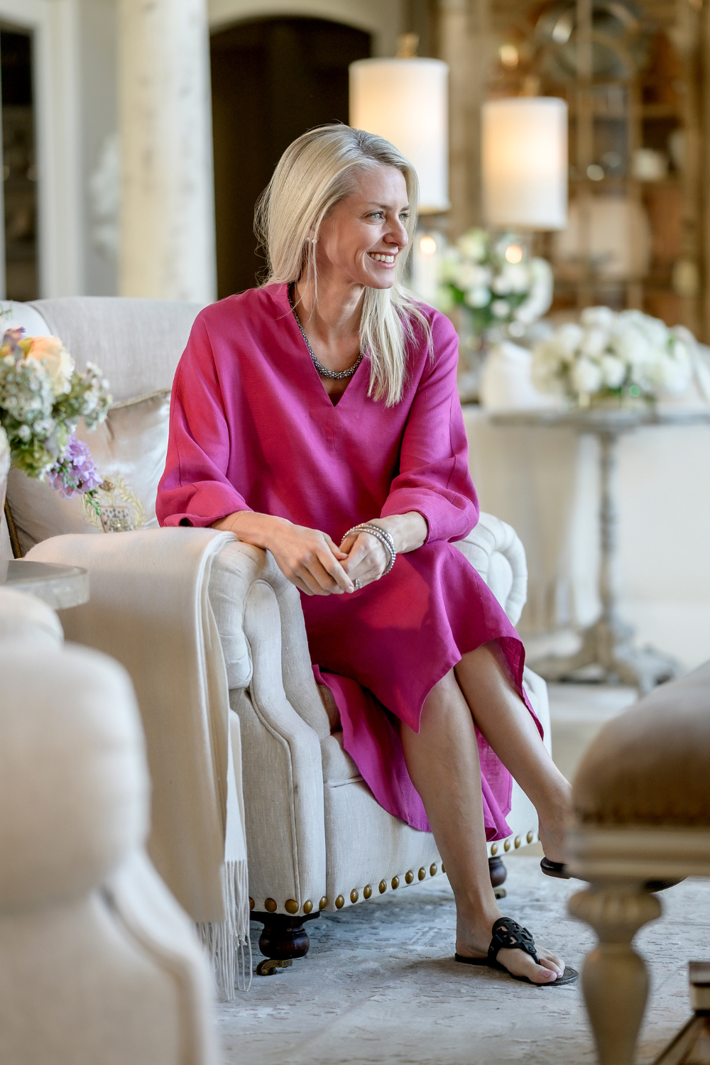 rohe linen kaftan dress Linen Kaftan Dress With Lapel Collar And Slit Skirt
