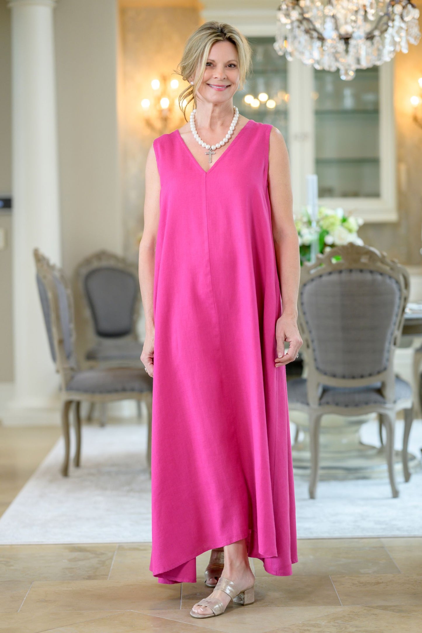 Katherine Magenta Linen Dress - Sale