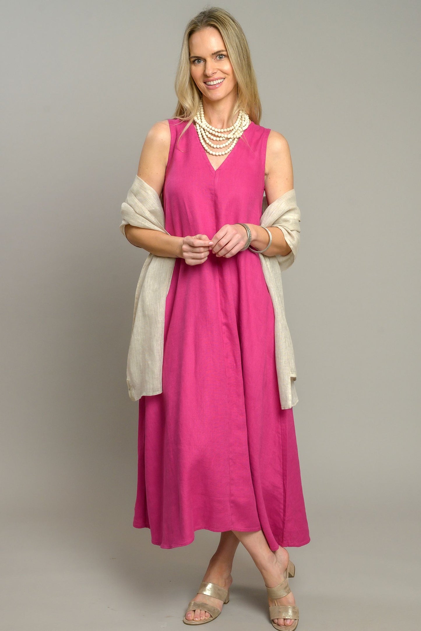 Katherine Magenta Linen Dress - Sale