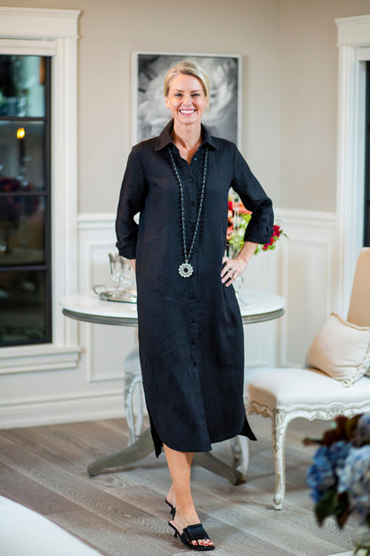 Rachel Summer Weight Linen Shirt Dress - Sale