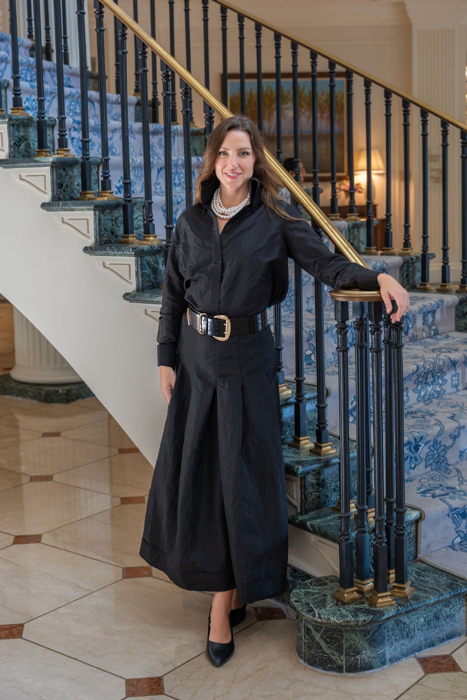 Candace Taffeta Blouse | Large Collar Button-Up | Arte Italica