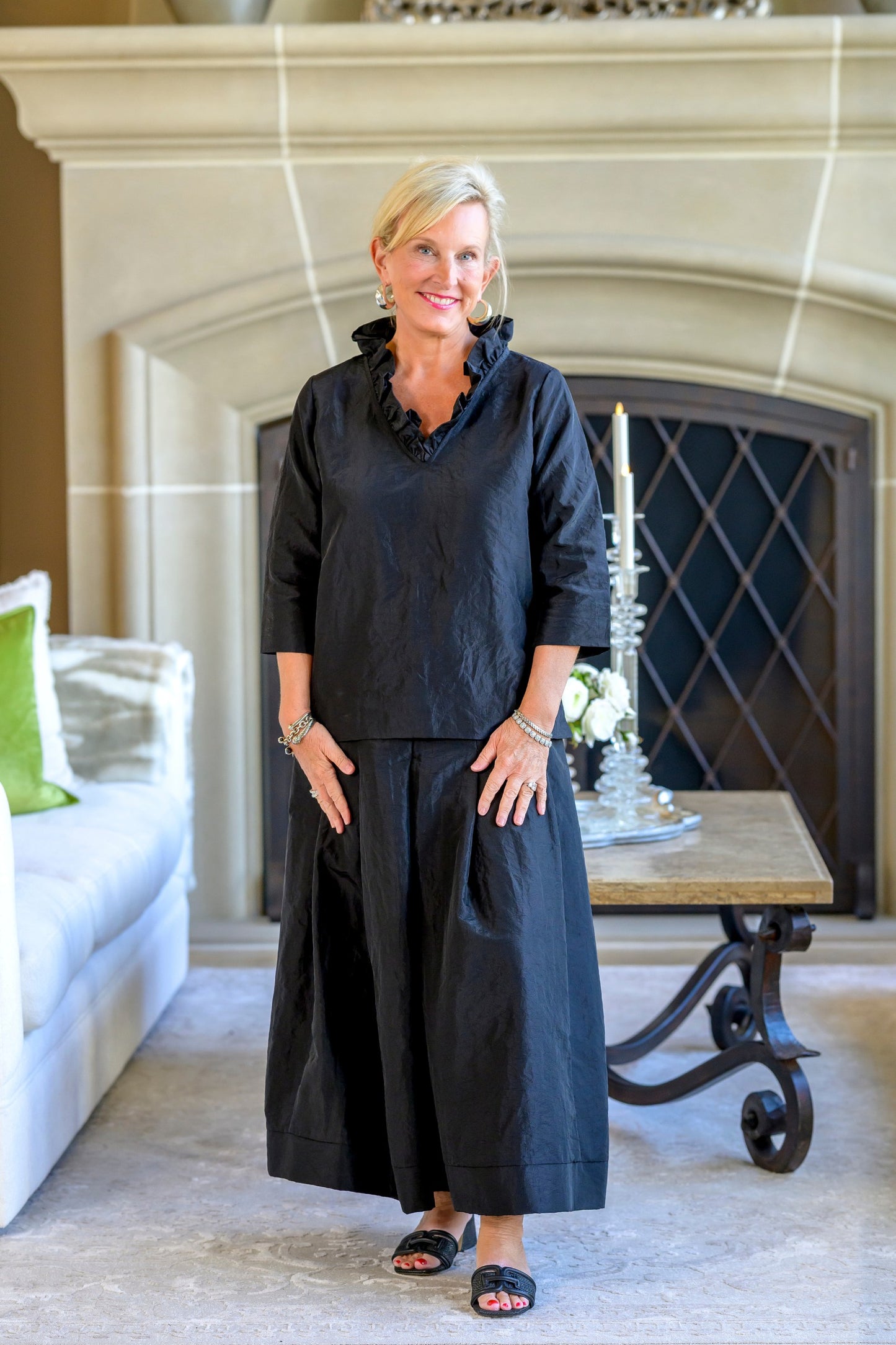 Darcy Black Taffeta Top - New