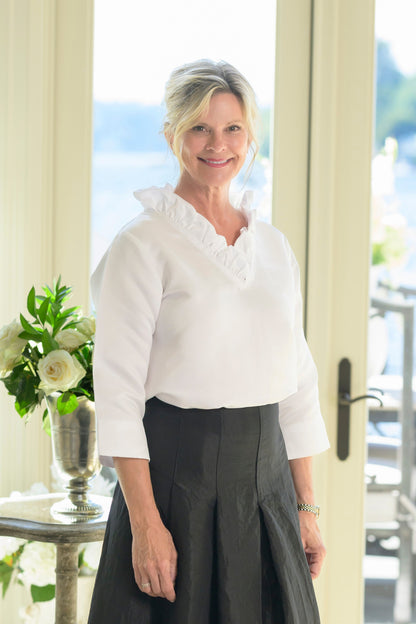 Darcy Snow White Taffeta Top - New