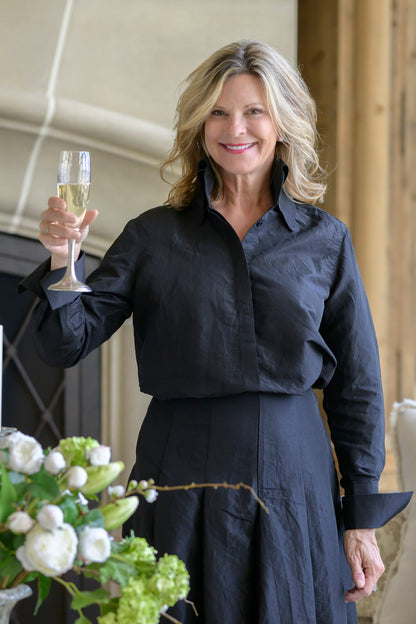 Candace Black Taffeta Blouse - New