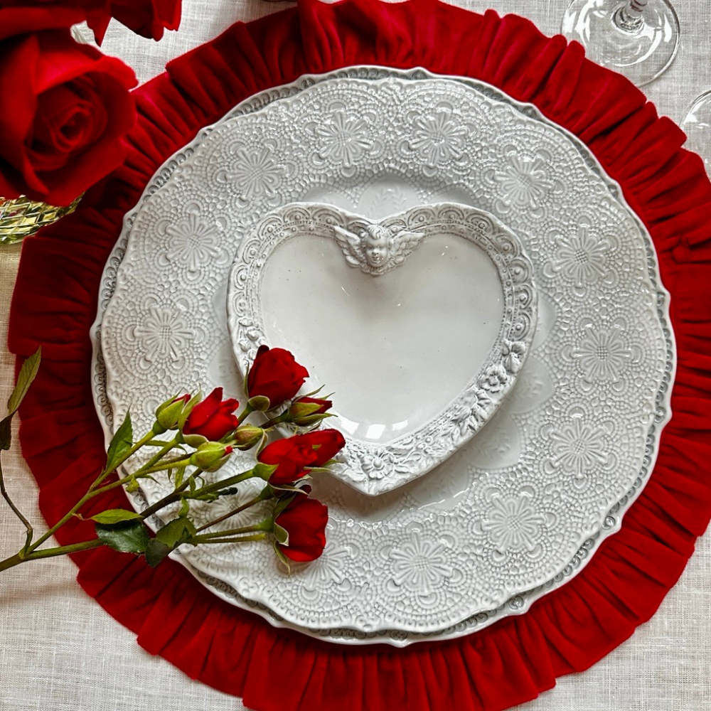 Italian Ceramic Heart Plate with Cherub | Arte Italica