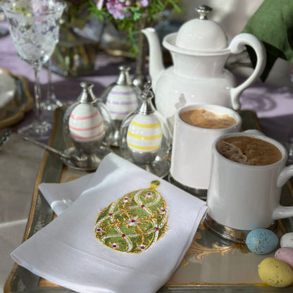 Imperial Green Easter Egg Linen Towel - New