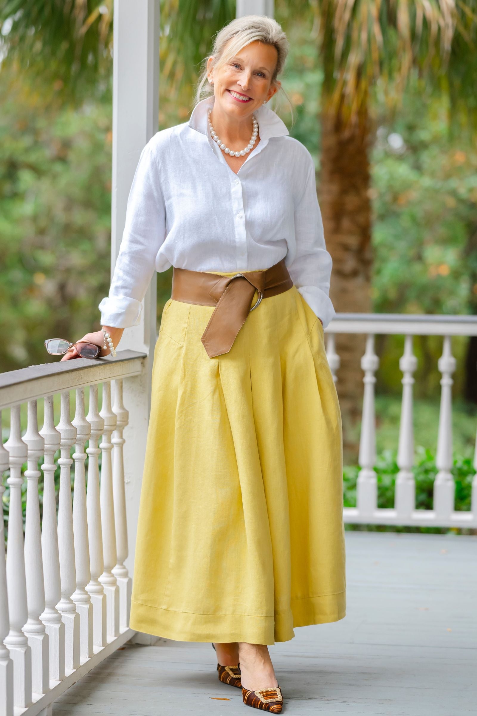 Lizzy Pleated Linen Skirt | 100% Linen | Crown Linen Designs
