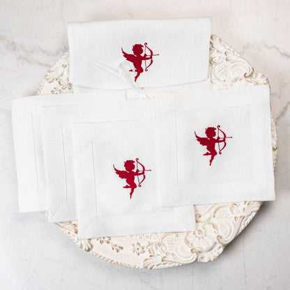 Cupid Linen Cocktail Napkin Set - New