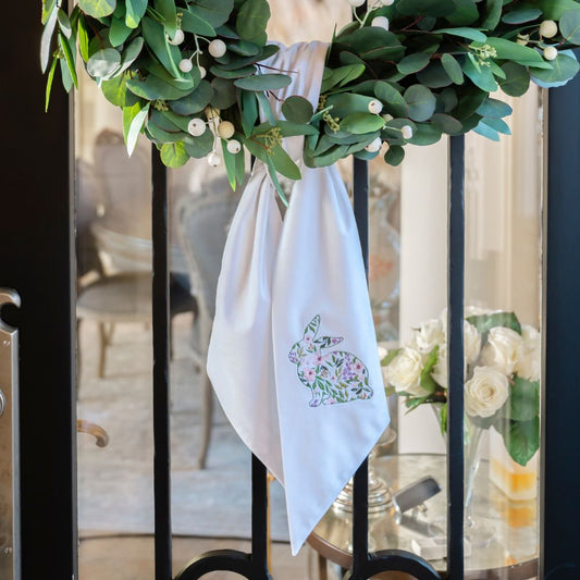 Garden Bunny White Velvet Sash - New