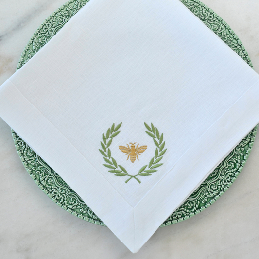 Green Italian Bee Large Linen Napkin - NEW