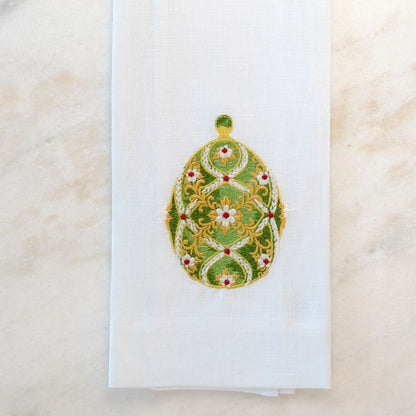 Imperial Green Easter Egg Linen Towel - New