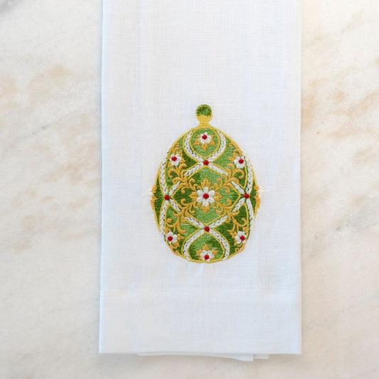 Imperial Green Easter Egg Linen Towel - New