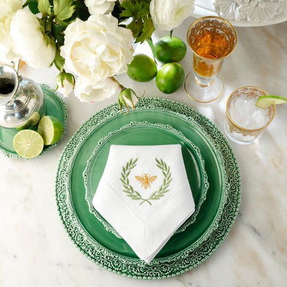 Green Italian Bee Large Linen Napkin - NEW